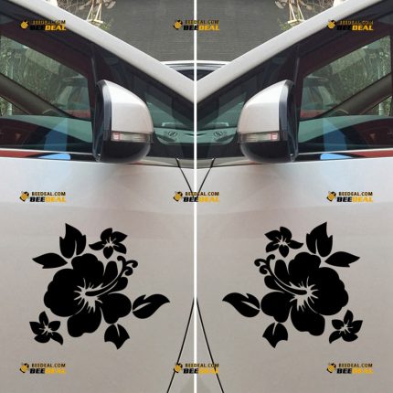 Hibiscus Flowers Sticker Decal Vinyl, Hawaii – Mirror Images Reversed – Custom Choose Size Color – For Car Laptop Window Boat – Die Cut No Background 062630953