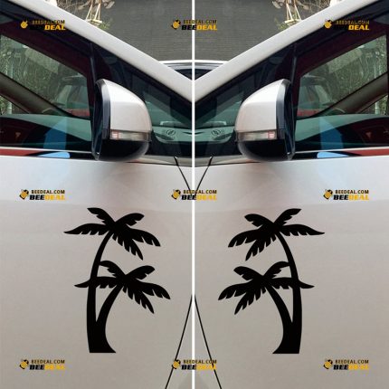 Palm Tree Sticker Decal Vinyl, Hawaii Beach Life – Pair Mirror Images Reversed – Custom, Choose Size Color – For Car Laptop Window Boat – Die Cut No Background 062831240