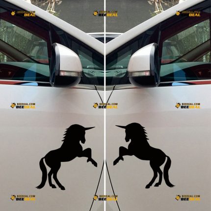 Unicorn Sticker Decal Vinyl, Rearing Horse – Mirror Images Reversed – Custom Choose Size Color – For Car Laptop Window Boat – Die Cut No Background