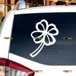 Clover Sticker Decal Vinyl, Four Leaf, Lucky Flower, Irish Shamrock – Custom Choose Size Color – For Car Laptop Window Boat – Die Cut No Background 062531631