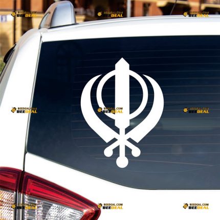 Khanda Sticker Decal Vinyl, Sikh Symbol, Faith, Deg Tegh Fateh – Custom Choose Size Color – For Car Laptop Window Boat – Die Cut No Background
