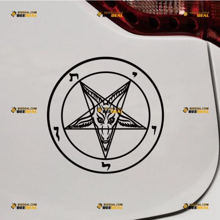 Baphomet Sticker Decal Vinyl, Pentagram, Devil Satanic Goat, Circle – Custom Choose Size Color – For Car Laptop Window Boat – Die Cut No Background 062531950