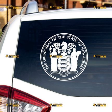 New Jersey Sticker Decal Vinyl, State Seal – Custom Choose Size Color – For Car Laptop Window Boat – Die Cut No Background 062231527