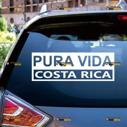 Pura Vida Sticker Decal Vinyl, Costa Rica Country – Custom Choose Size Color – For Car Laptop Window Boat – Die Cut No Background