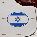 Israel Sticker Decal Vinyl, Oval Jew Israeli Flag, Star of David – Custom Choose Size Color – For Car Laptop Window Boat – Die Cut No Background