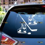 Hockey Sticker Decal Vinyl, Ball, Stick, Skate – Custom Choose Size Color – For Car Laptop Window Boat – Die Cut No Background