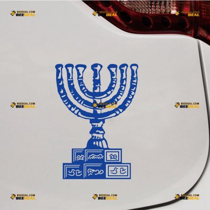 Menorah Sticker Decal Vinyl, 7 Branches Temple, Israel Jewish – Custom Choose Size Color – For Car Laptop Window Boat – Die Cut No Background 062230004