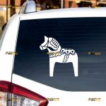 Dala Horse Sticker Decal Vinyl, Swedish, Single Color – Custom Choose Size Color – For Car Laptop Window Boat – Die Cut No Background 061930123