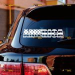 America Lettering American Flag Sticker Decal Vinyl USA – Custom Choose Size Color – For Car Laptop Window Boat – Die Cut No Background