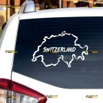 Swiss Map Sticker Decal Vinyl Switzerland Outline – Custom Choose Size Color – For Car Laptop Window Boat – Die Cut No Background
