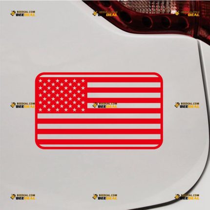 Round Corner American Flag Sticker Decal Vinyl America – Custom Choose Size Color – For Car Laptop Window Boat – Die Cut No Background 06123