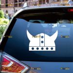 Helmet of Viking Warrior Sticker Decal Vinyl, Norse Odin, Norwegian – Custom Choose Size Color – For Car Laptop Window Boat – Die Cut No Background 06153a