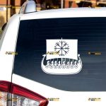 Viking Ship Sticker Decal Vinyl, Vegvisir Compass, Norse Odin, Dragon Head – Custom Choose Size Color – For Car Laptop Window Boat – Die Cut No Background 06153a