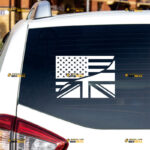American Union Jack Merged Flag Sticker Decal Vinyl UK British – Custom Choose Size Color – For Car Laptop Window Boat – Die Cut No Background 211292