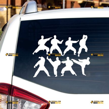 Karate Kicking Sticker Decal Vinyl Japanese Fighting Japan Martial, Custom Choose Size Color, For Car Laptop Window Boat, Die Cut No Background 082902