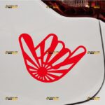 Shaka Sign Sticker Decal Vinyl Hang Loose Japanese Rising Sun Flag JDM, Custom Choose Size Color, For Car Laptop Window Boat, Die Cut No Background