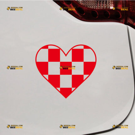 Croatia Sticker Decal Vinyl, Love My Country, Croatian Flag Heart, Home Pride – For Car Truck Bumper Bike Laptop – Custom, Choose Size Color – Die Cut No Background