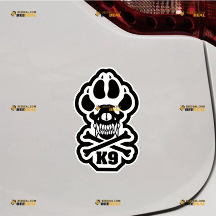K9 Sticker Decal Vinyl Police Dog Unit Skull – For Car Truck Bumper Bike Laptop – Custom, Choose Size, Reflective or Glossy 72032017