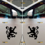 Lion Rampant Sticker Decal Vinyl Scottish – Pair, Mirror Images Reversed – For Car Truck Bumper Bike Laptop – Custom, Choose Size Color – Die Cut No Background