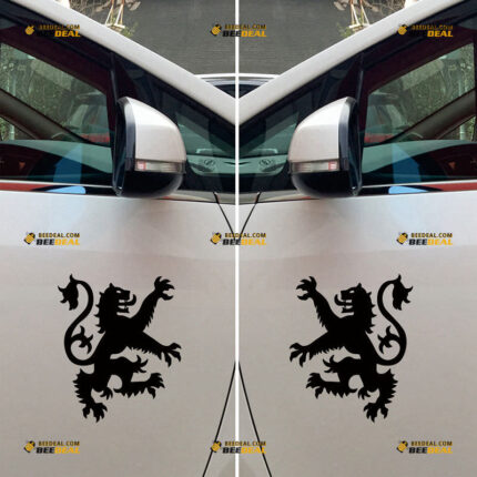 Lion Rampant Sticker Decal Vinyl Scottish – Pair, Mirror Images Reversed – For Car Truck Bumper Bike Laptop – Custom, Choose Size Color – Die Cut No Background