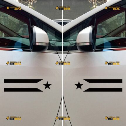 Puerto Rico Sticker Decal Vinyl, PR Flag Stripes – Pair, Mirror Images Reversed – For Car Truck Body Side – Custom, Choose Size Color – Die Cut No Background