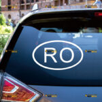 Romania Sticker Decal Vinyl, Romanian Oval Country Code RO – For Car Truck Bumper Bike Laptop – Custom, Choose Size Color – Die Cut No Background