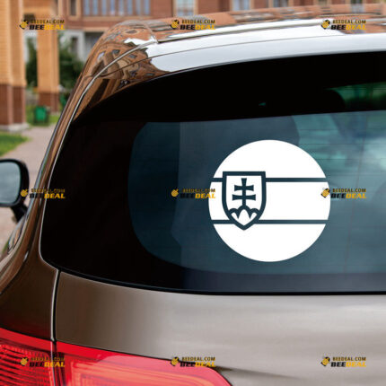 Slovak Sticker Decal Vinyl, Slovak Republic Flag Round, Single Color – For Car Truck Bumper Bike Laptop – Custom, Choose Size Color – Die Cut No Background