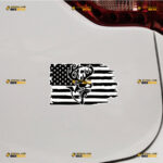 American Flag Sticker Decal Vinyl Duck Deer Fish Hunting Life, Distressed – For Car Truck Bumper Bike Laptop – Custom, Choose Size, Reflective or Glossy
