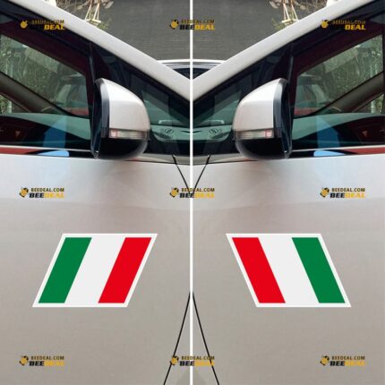 Italian Flag Sticker Decal Vinyl, Fit For Alfa Romeo Maserati Fiat Ferrari Car – Pair, Mirror Images Reversed – Custom, Choose Size, Reflective or Glossy 73032308