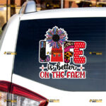 Life Is Better On The Farm Sticker Decal Vinyl Sunflower Leopard Windmill, Farmer – For Car Truck Bumper Bike Laptop – Custom, Choose Size, Reflective or Glossy