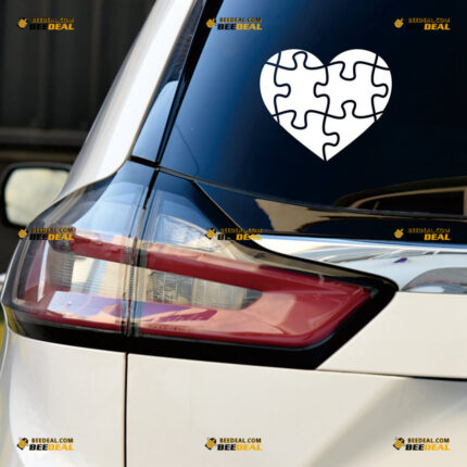 Autism Awareness Sticker Decal Vinyl Puzzle Piece, Heart Autistic – Custom, Choose Size Color – Die Cut No Background 83131425