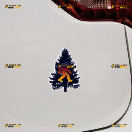 Bigfoot Sasquatch Sticker Decal Vinyl Pine Tree Blue Single – For Car Truck Bumper Bike Laptop – Custom, Choose Size, Reflective or Glossy