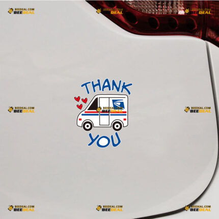 Mailbox Thank You Sticker Decal Vinyl Mailman Deliveryman PO Box Heart Love – For Car Truck Bumper Window – Custom, Choose Size, Reflective or Glossy 92031523