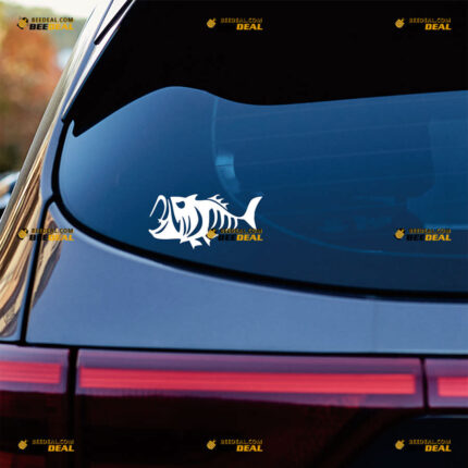 Angry Skeleton Fish Bone Sticker Decal Vinyl Monster Funny Fishing Life – For Car Truck Bumper Bike Laptop – Custom, Choose Size Color – Die Cut No Background 92630836