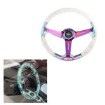 Aluminum 14" 350mm Racing Acrylic Steering Wheel with Quick Release Neo Chrome - Image 2