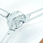 Classic Car Wood Steering Wheel - Bright Plated Brown Stainless Steel Spokes 380MM 15 Inch 6 Holes Universal - Image 4
