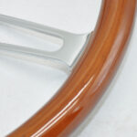 Classic Car Wood Steering Wheel - Bright Plated Brown Stainless Steel Spokes 380MM 15 Inch 9 Holes Universal - Image 3