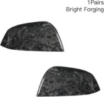 Door Mirror Covers Carbon Fiber Side Mirror Cover Caps Rearview Replacement For Tesla Model 3 Door Rearview Mirror Cover Cap Exterior Protect Accessories (Bright Forging Black 1 pair) - Image 3