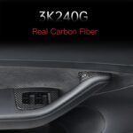 JSWAN 14pcs Carbon Fiber Car Window Glass Lift Button Trim Switch Cover for Tesla Model 3/Y Left Hand Drive Door Armrest Panel Cover Interior Modified Accessories (for New Model 3/Y, Bright Black) - Image 6