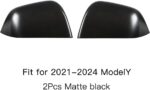 JSWAN 2PCS Real Dry Carbon Fiber Door Rearview Mirror Cover Cap for Tesla Model Y (2021-2024) Glossy Matte Forging Horn Molding Side Rearview Mirror Cover Exterior Mirrors Cap (Matte Black Model Y) - Image 5