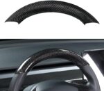 JSWAN Carbon Fiber Steering Wheel Embedded Cover for Tesla Model 3/Y Interior Modification Steering Wheel Panel Sticker Caps (Bright Forging 2 pcs) - Image 11