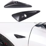 JSWAN Carbon Fiber Car Body Fender Camera Radar Decorative Cover Fit for Tesla Model 3/Y 2017-2022 Real Carbon Fiber Accessories (Bright Black) - Image 8