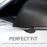 JSWAN 2PCS Real Dry Carbon Fiber Door Rearview Mirror Cover Cap for Tesla Model Y (2021-2024) Glossy Matte Forging Horn Molding Side Rearview Mirror Cover Exterior Mirrors Cap (Matte Black Model Y) - Image 3
