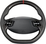 JSWAN 2pcs Carbon Fiber Steering Wheel Panel Trim Cover for KIA EV6 GT GTLINE (2021-2024) Dry Carbon Fiber Steering Wheel Button Frame Cover, Interior Accessories(Kit Style 1 (Bright Black)) - Image 13