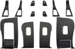 JSWAN 14pcs Carbon Fiber Car Window Glass Lift Button Trim Switch Cover for Tesla Model 3/Y Left Hand Drive Door Armrest Panel Cover Interior Modified Accessories (for New Model 3/Y, Bright Black) - Image 8