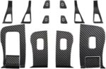 JSWAN 14pcs Carbon Fiber Car Window Glass Lift Button Trim Switch Cover for Tesla Model 3/Y Left Hand Drive Door Armrest Panel Cover Interior Modified Accessories (for New Model 3/Y, Bright Black) - Image 2