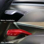 Notherss for Tesla Model 3 /Model Y 2018-2023 Real Carbon Fiber Gear Shift Collars Decorative Car Accessories, Column Shift Cover, Stalk Covers, Interior Remodel Shift Knob (Red) - Image 5