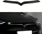 JSWAN Carbon Fiber Front Center Mesh Grille Grill Cover for Tesla Model X (2019-2022) Front Bumper Lip Splitter Front Grille Insert Trim, Car Body Spoiler Splitter Kit (Matte black) - Image 2