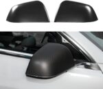 JSWAN 2PCS Real Dry Carbon Fiber Door Rearview Mirror Cover Cap for Tesla Model Y (2021-2024) Glossy Matte Forging Horn Molding Side Rearview Mirror Cover Exterior Mirrors Cap (Matte Black Model Y) - Image 2