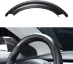 JSWAN Carbon Fiber Steering Wheel Embedded Cover for Tesla Model 3/Y Interior Modification Steering Wheel Panel Sticker Caps (Bright Forging 2 pcs) - Image 9